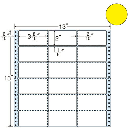 ラベルシール 東洋印刷 M13AY タックシール (連続ラベル) カラータイプイエロー 500折【代引不可】【送料無料(一部地域除く)】