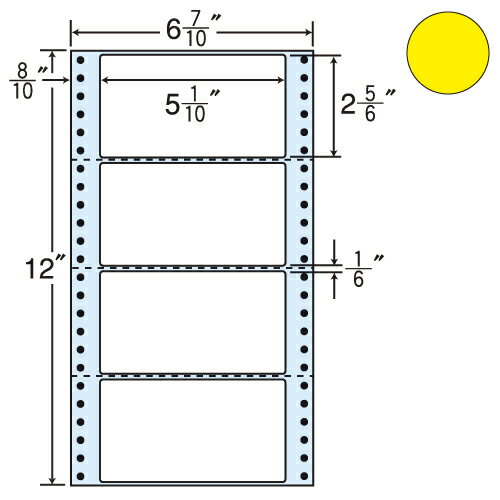 ラベルシール 東洋印刷 MM6AY タックシール (連続ラベル) カラータイプイエロー 1000折【代引不可】【送料無料(一部地域除く)】