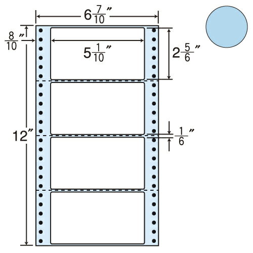 ラベルシール 東洋印刷 MM6AB タックシール (連続ラベル) カラータイプブルー 1000折【代引不可】【送料無料(一部地域除く)】