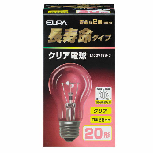 ELPA クリア電球 20W形 L100V19W-C