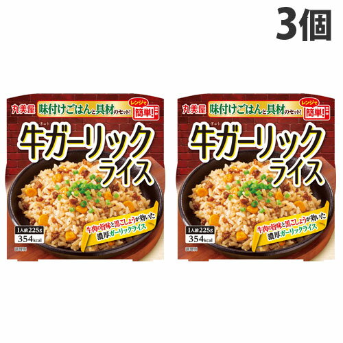 丸美屋 牛ガーリックライス ごはん付きカップ 225g×3個 ご飯 レトルト レンジ対応 レンジ食品 丼 レトルト丼