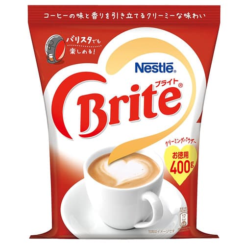 ミルクじゃできないコーヒー体験！スプーン1杯でコーヒーのコクを、スプーン2杯で牛乳にもまけないクリーミーなコーヒーを。ネスレブライトならコーヒーを冷まさず、薄めず、クリーミーに。■商品詳細メーカー名：ネスレシリーズ名：ブライト内容量：400g原材料：植物油脂、砂糖、カゼイン(乳由来)、pH調整剤、乳化剤、香料、クチナシ色素購入単位：1袋配送種別：在庫品【検索用キーワード】4902201070386 SH6297 sh6297 sh6297 食品 しょくひん 調味料 ちょうみりょう ネスレ ねすれ ブライト ぶらいと コーヒー用ミルク こーひーようみるく ミルク みるく 珈琲ミルク こーひーみるく コーヒーミルク クリープ くりーぷ コーヒークリープ こーひーくりーぷ 粉クリープ ふんまつクリープ 粉末クリープ 粉末ミルク ふんまつみるく