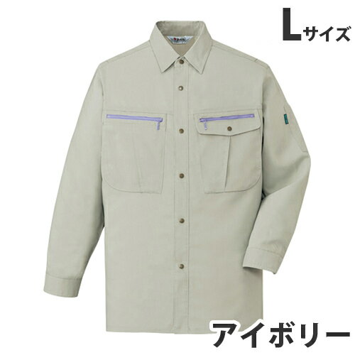 ストレッチ長袖シャツ（春夏用）L アイボリー 45904 作業服 作業着 ユニホーム つ...