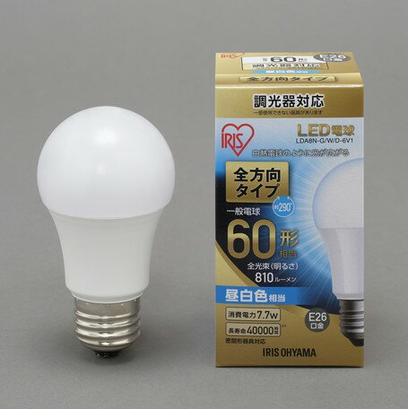 アイリスオーヤマ　LED電球　E26　調光　全方向タイプ　　昼白色　60形相当（810lm）　LED電球　E26　全方向タイプ　調光　567856