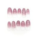 ガーリーネイルチップ【クリアラベンダーのキラキラリボンネイル】ネイルチップ フルチップネイル つけ爪 大人可愛いネイル 手作りネイルチップ ナチュラルネイル ジェル風ネイルチップ