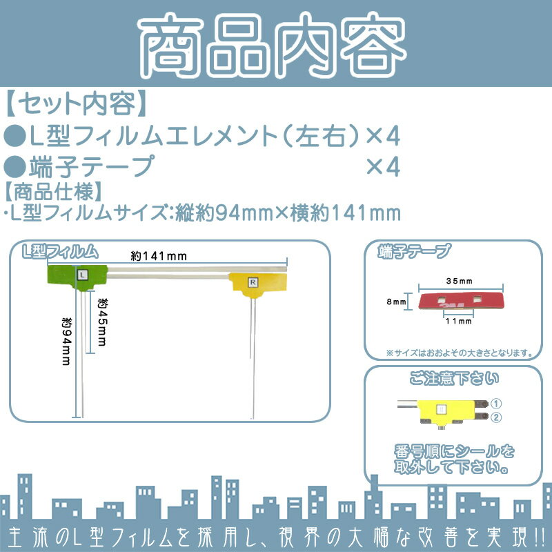 カロッツェリア カーナビ対応 地デジ 4ch フィルム テレビアンテナ 端子テープ付き カーナビ乗せ変えや フロントガラス交換時に！ 【メール便送料無料】