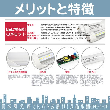 電気代削減 ランニングコスト削減 等にLED 蛍光灯 40W 直管 照明器具一体型LEDライト 約120cm 昼光色 6000K 2500LM 口金 G13 LED蛍光灯 LED蛍光管40W型 相当 直管型 省エネ 軽量 長寿命【50個】消費電力18W 《電気工事推奨店舗》