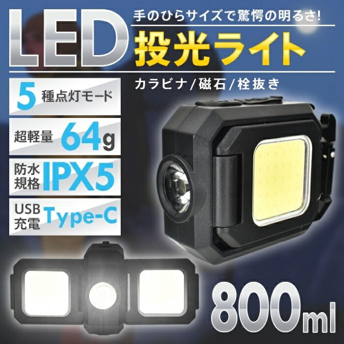 LED 投光ライト 防水タイプ 超軽量 64g USB充電式 携帯用 カラナビ マグネットつき キャンプ ジョギング サイクリング 夜釣り 登山 停電時 クルマ 整備 夜間作業 新発売 新商品 即納 送料無料 onewonderful-10001561 セレクトショップ ワンワンダフル パッケージ画像