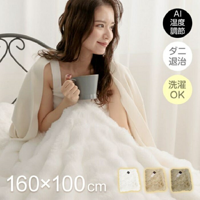 ふわとろ電気毛布 電気ブランケット 3カラー 4サイズ AI温度調節 ダニ退治 通年使用 オールシーズン ひ..
