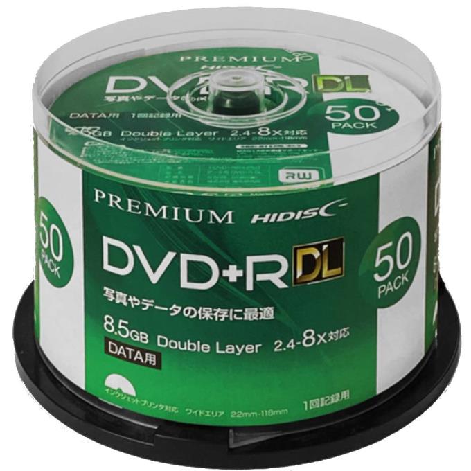 HIDISK（ハイディスク） HDVD+R85HP50HIDISC データ用 DVD+R DL 片面2層 8.5GB 50枚 8倍速対応 インクジェットプリンタ対応