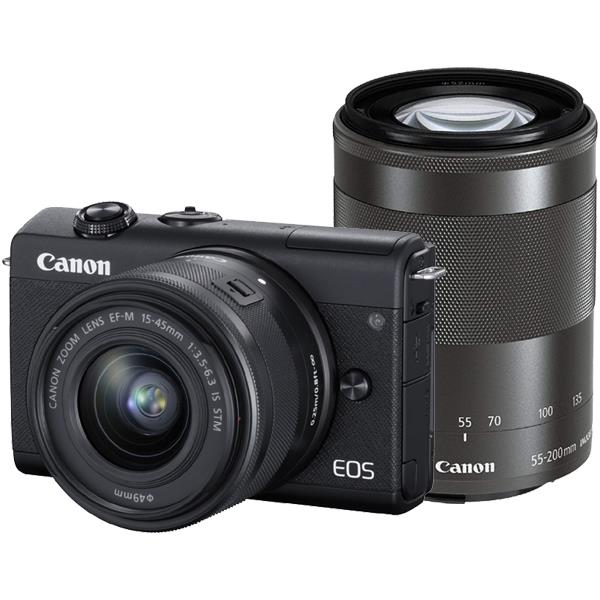 【あす楽関東_対応】【送料無料】CANON（キヤノン）EOS M200 ダブルズームキット ブラック2410万画素 ミラーレスカメラデジタルカメラ デジタル一眼カメラ[4549292142983]