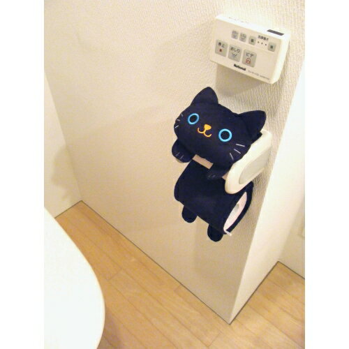 【送料無料】 ねこのトイレットペーパーカバー　クロ三金商事株式会社