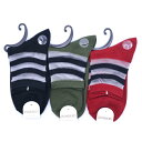 【送料無料】 クルーソックス ボーダー柄 (ブラック・グリーン・レッド) (23-25cm) (3足セット)みっとめるへん社