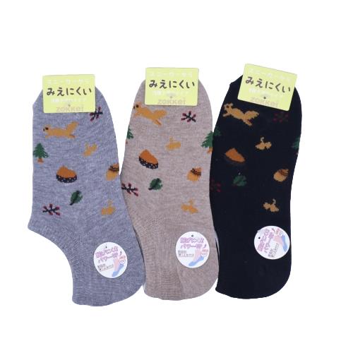 【送料無料】 スニーカーソックス (グレー・ブラウン・グリーン) (3足セット)みっとめるへん社