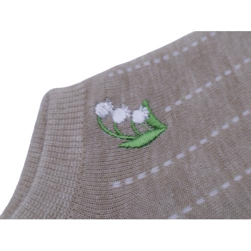 【送料無料】 スニーカーソックス ステッチ刺繍鈴蘭 (ブラック・グレー・ベージュ) (23-25cm) (3足セット)みっとめるへん社