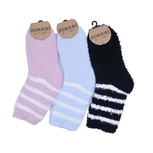 【送料無料】 もこもこ_細ボーダー (クルー18cm丈) (ピンク・ブルー・ブラック) (23-25cm) (3足セット)みっとめるへん社 【送料無料】 もこもこ_細ボーダー (クルー18cm丈) (ピンク・ブルー・ブラック) (23-25cm) (3足セット)みっとめるへん社