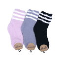 【送料無料】 もこもこ_ライン (クルー18cm丈) (ブラック・グレー・ピンク) (23-25cm) (3足セット)みっとめるへん社(4)