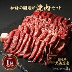 ギフト 肉 送料無料 神様の国産牛 焼肉 セット 北海道産 焼き肉 約1kg 約5~6人前 牛肉 ロース カルビ バラ 国産 詰め合わせ 盛り合わせ 1キロ 焼き肉セット ギフト食品 グルメ 赤身 訳あり(ワケあり/訳アリ)ではございませんもどうぞ