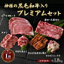 肉セット ギフト 肉 送料無料 国産 黒毛和牛入り 神様のプレミアムセット 約1.8kg 約14～15人前 和牛 焼肉 焼き肉 ステーキ タン ホルモン 薄切り 味付け BBQ バーベキュー キャンプ お取り寄せ！ 詰め合わせ 盛り合わせ