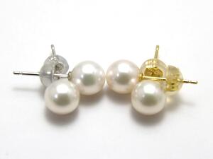パールピアス6.3〜6.5mm　あこや(和珠)本真　K18　K14WG【送料無料】