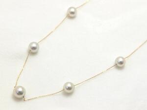 あこや真珠 K18 ステーション ネックレス デザイン【送料無料】のサムネイル
