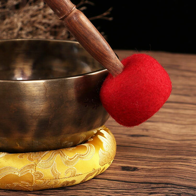 仏音碗ノック棒 ヒマラヤのシンギングボウル 木製ストライカー 羊毛フェルトヘッド