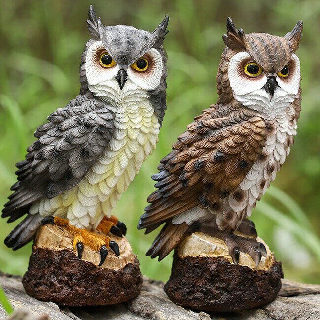 フクロウ 鳥よけ 鳩よけ 樹脂製 防鳥対策 リアルなデザイン 屋外装飾 ガーデニング ベランダ インテリア