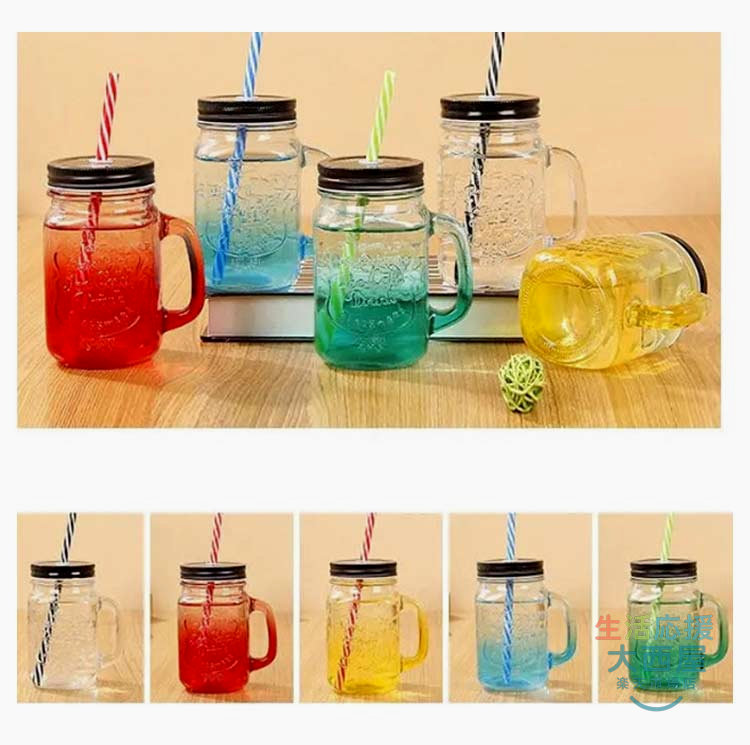ドリンクボトル クリアカップ ジュース グラス 500ml 蓋付き ストロー付き スムー...