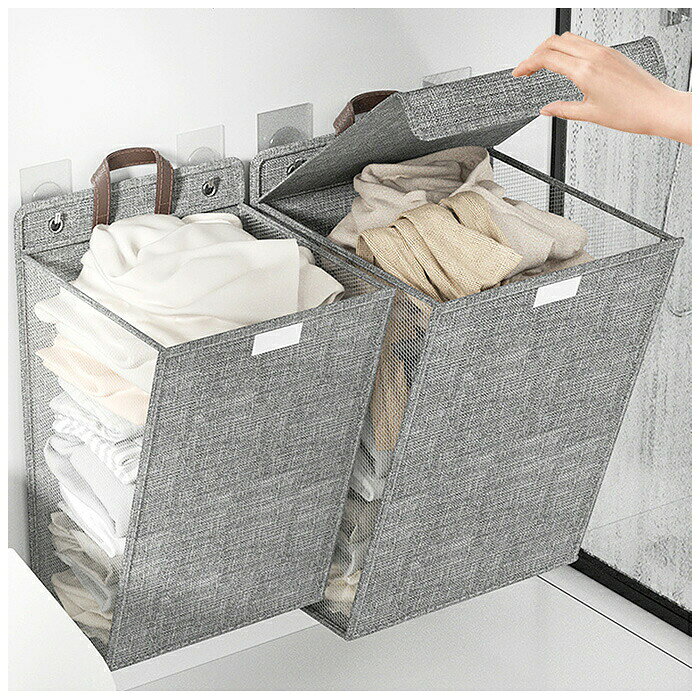 ＼期間限定SALE開催中★まとめ買いクーポンあり／壁掛け収納ボックス 折りたたみ式 収納ボックス 壁掛け収納袋 衣類 人形 おもちゃ 収納ポケット ウォールポケット グレー ページュ