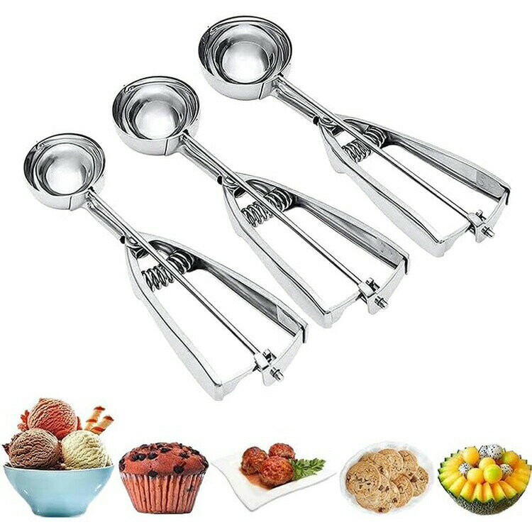 アイスクリームディッシャー 3個セット ステンレス アイスクリームスクープ 業務用 飲食店 キッチン用品 スプーン 小さい