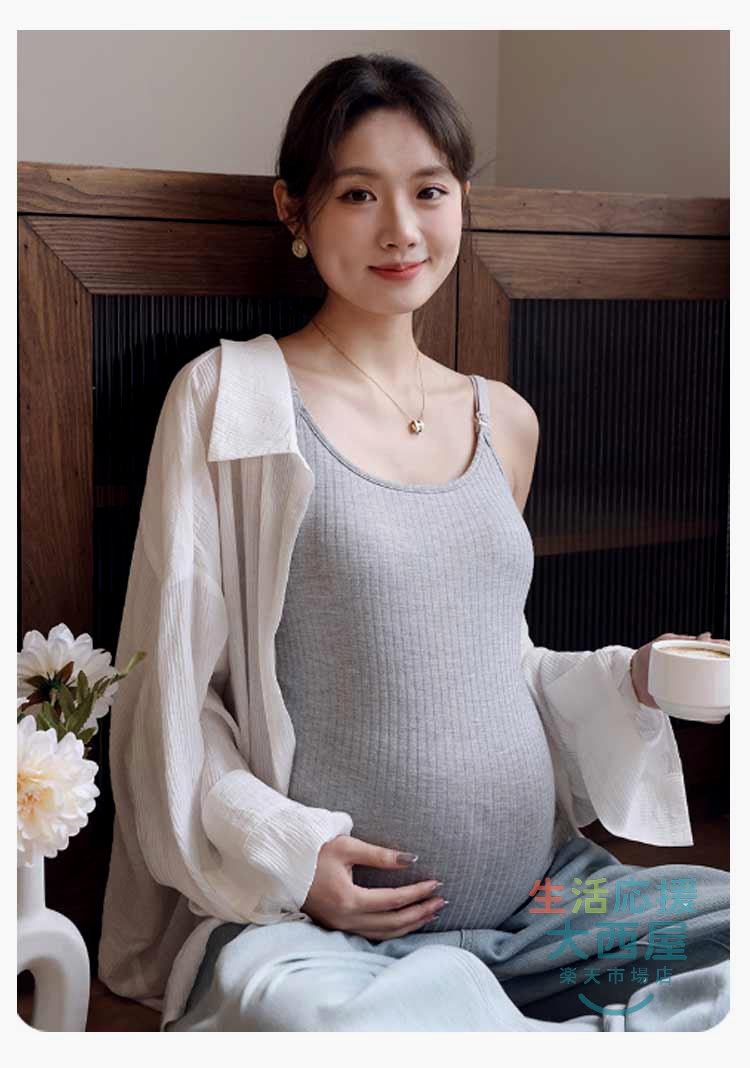 生活応援 大西屋のカップ一体型 授乳キャミソール マタニティ 授乳ブラ 妊婦 ブラトップ 産前 産後 パッド付き インナー タンクトップ 下着 ワンタッチ授乳｜アングル2