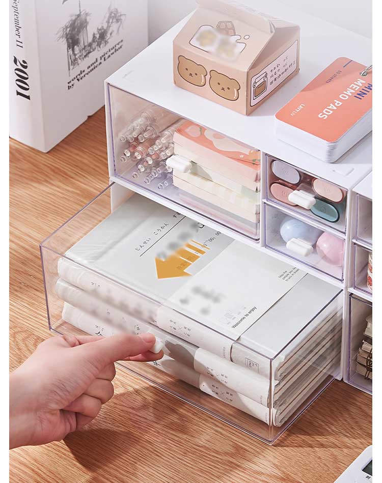 【楽天スーパーSALE!半額商品】 卓上収納ボックス 引き出し付き プラスチック製 コンパクトサイズ デスク収納 文房具 化粧品 小物整理