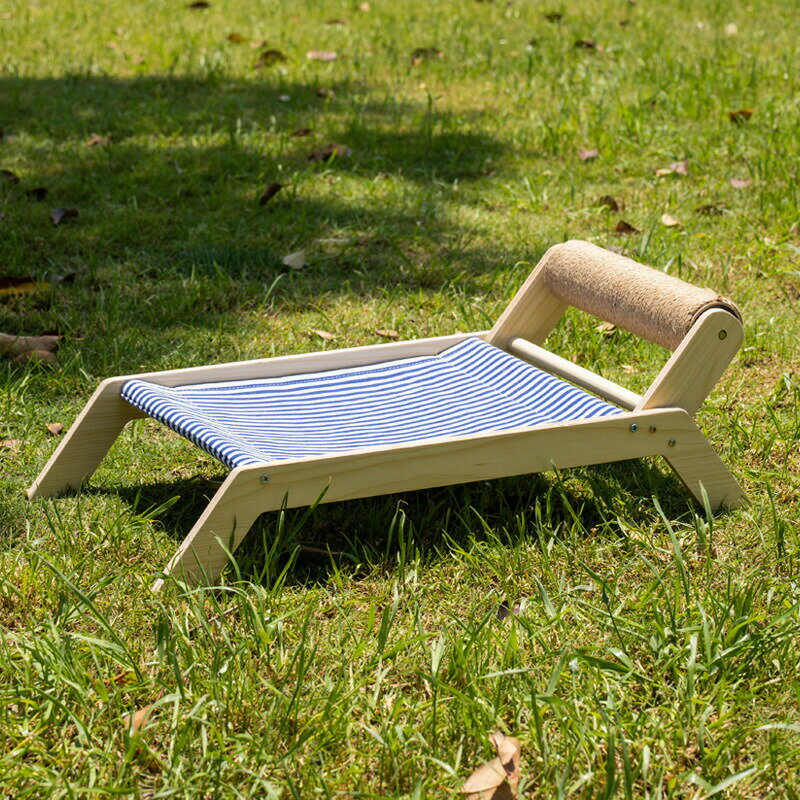 猫用ベッド 夏用ビーチベッド リクライニングチェア付き つかみ柱とハンモック機能