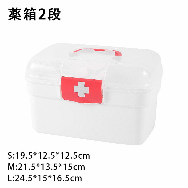 【楽天スーパーSALE！半額商品】 薬箱 救急箱 おしゃれ 大容量 2段収納 手提げ可能 プラスチック製 防..