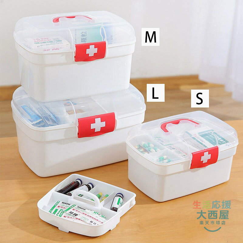 ＼店内SALE開催中／ 薬箱 救急箱 おしゃれ 大容量 2段収納 手提げ可能 プラスチック製 防災用 車載対応 多機能ケース 2