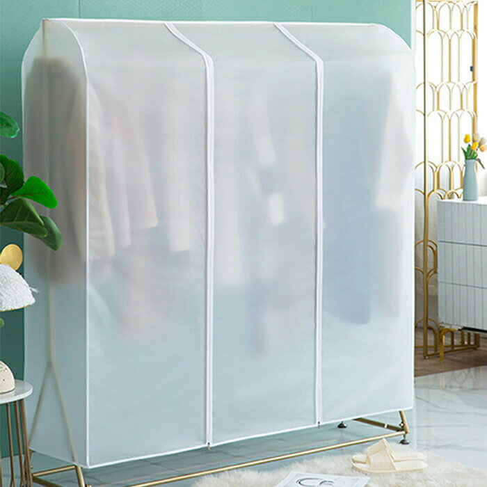 ハンガーラックカバー 不織布 パイプハンガーカバー 防塵 衣類収納 北欧 おしゃれ 半透明 無地 洋服掛け 着物保護 クローゼット用