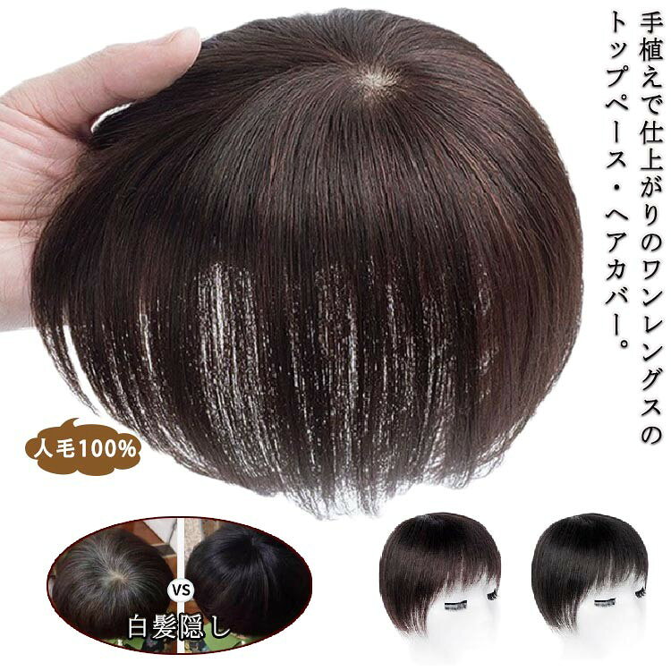 人毛トップピース ヘアアクセサリー つむじ補正 増量用かつら