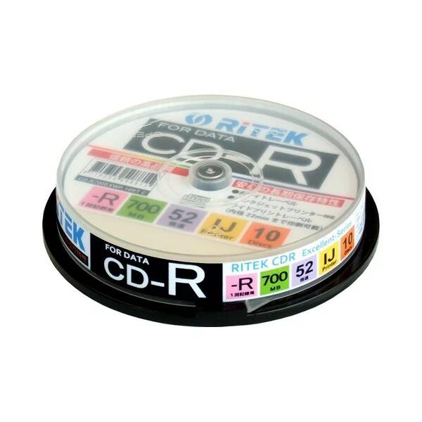 RiDATA アールアイジャパン CD-R 10枚入り CDR700EXWP10RT C データ用 ホワイトレーベル インクジェットプリンター対応 700MB 1層 52倍..