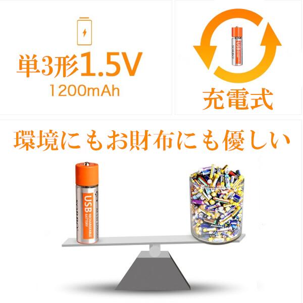 【送料無料】単3形 USB 充電池 2本パック 1.5V YD-SB2126-2 電池 乾電池 でんち デンチ 時計 リモコン おもちゃ 交換用 備蓄 災害時 防災用品 単3 単三 単3 単三形 USB式 SORBO［メール便］ 2