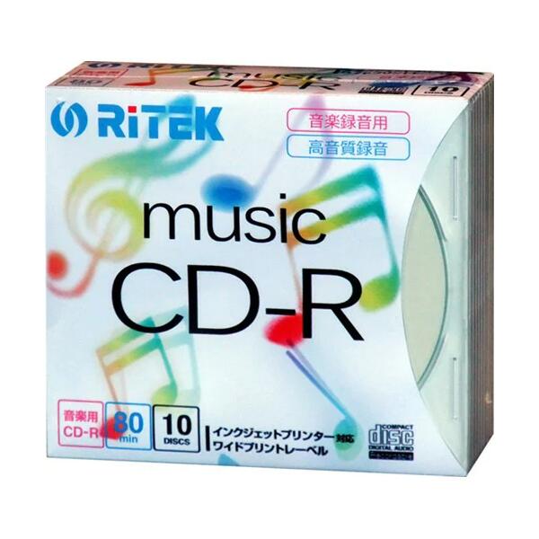 【メール便発送】RiDATA アールアイジャパン 音楽用CD-R 10枚入り CD-RMU80.10PC ホワイトレーベル インクジェットプリンター対応 激安..