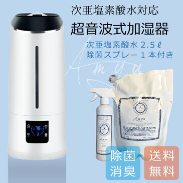 次亜塩素酸水2.5Lとスプレー付き 噴霧器 加湿器 業務用 しっかり消臭・除菌! 大容量6.5L 1年保証付き 超音波式 超音波式加湿器