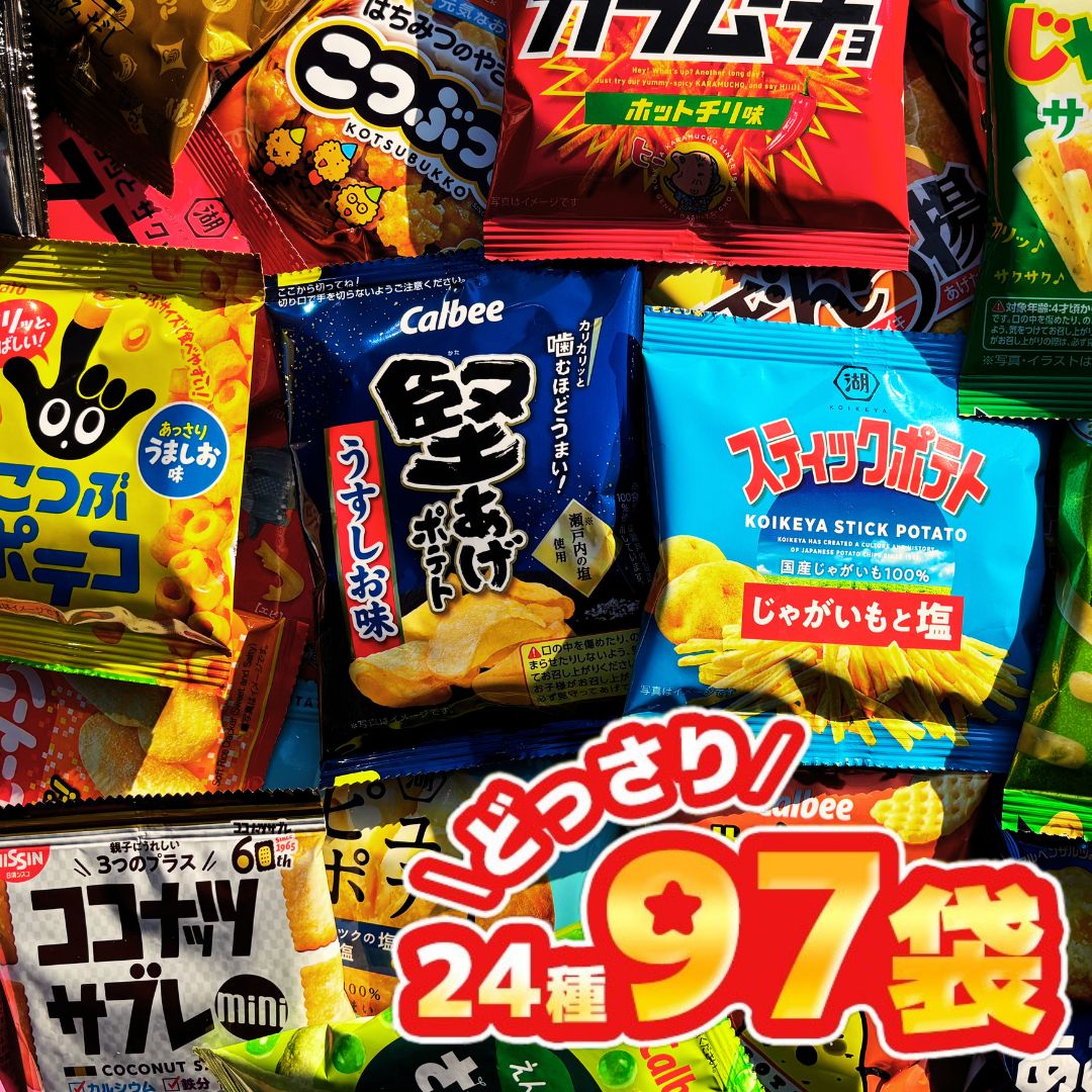 スナック菓子 詰め合わせ 4連 24種 計97袋 クリスマス お菓子 小袋 個包装 ミニスナック 大容量 食べ比べ アソート 子供会 イベント プレゼント 会社 ストック おつまみ