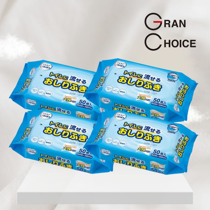 グランチョイス エルモアいちばん トイレに流せるおしりふき 大判 200枚(50枚×4P)
