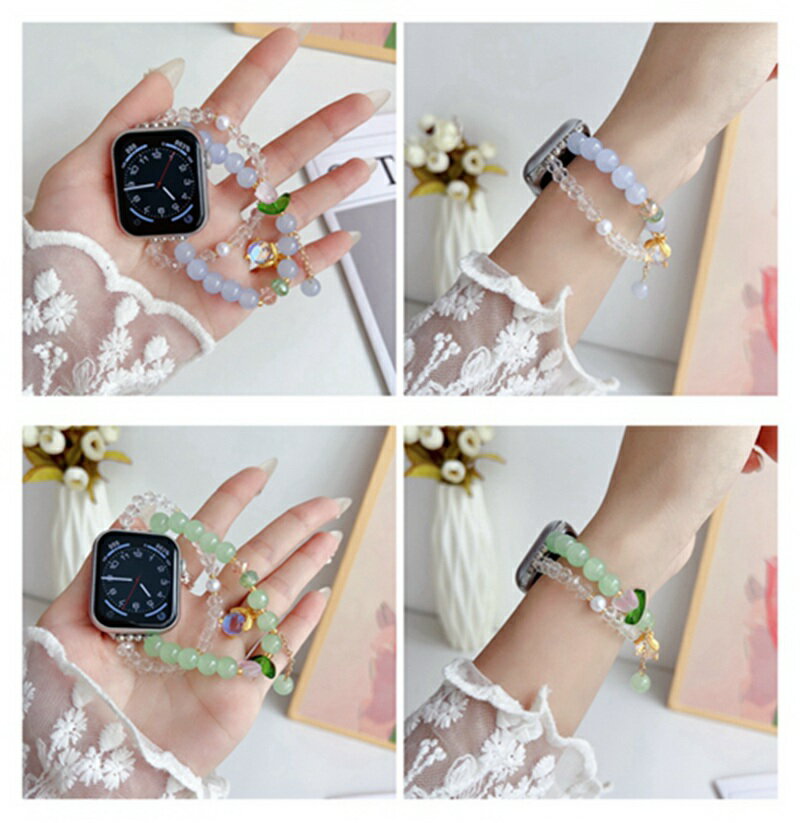 アップルウォッチ バンド レディース ビーズ おしゃれ Series9 8 7 6 5 4 3 2 1 SE se2 apple watch バンド 韓国 44mm 40mm 38mm 42mm 45mm 49mm バンド交換 大人可愛 伸縮性 調整工具不要 装着簡単