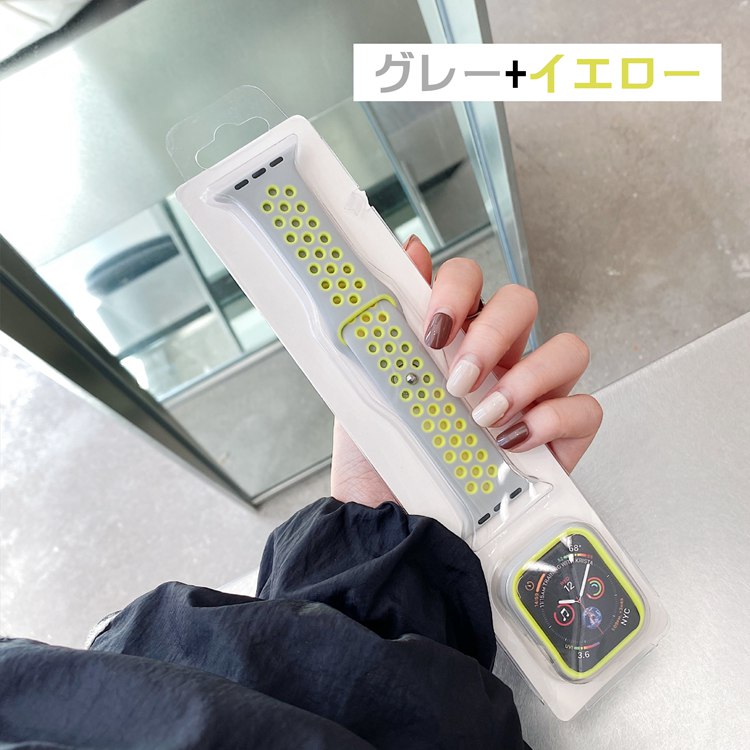 Applewatchバンドシリコン一体型series654321seアップルウォッチバンド44mm40mm38mm42mm女性男性通気性よいスポーツベルトバンド交換