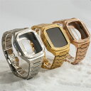 Apple watch 保護ケース バンド フレーム保護 セット キラキラ ステンレス ビジネス Apple watch ステンレス 金属製 44mm 45mm...
