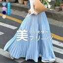【2025年春夏新作】スカート ロング プリーツ プリーツスカート 太めプリーツ 太め レディース ボトムス ロングスカート マキシ マキシスカート 体型カバー フレア ゴム Aライン 春 夏 冬 高身長