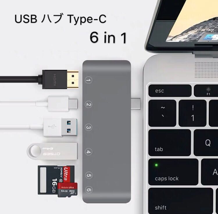 Type C 6in1 Type-C 変換アダプター 充電器 ケーブル コネクタ Android Xperia スマホ アダプタ アンドロイド エクスペリア type c MacBook