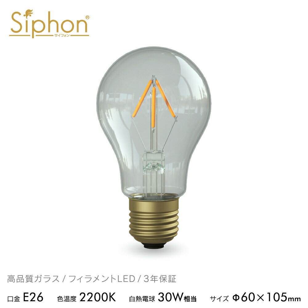 【3年保証 フィラメントLED電球「Siphon」ザ・バルブ A60 LDF109D】点光源タイプ E26 30W相当 レトロ ..