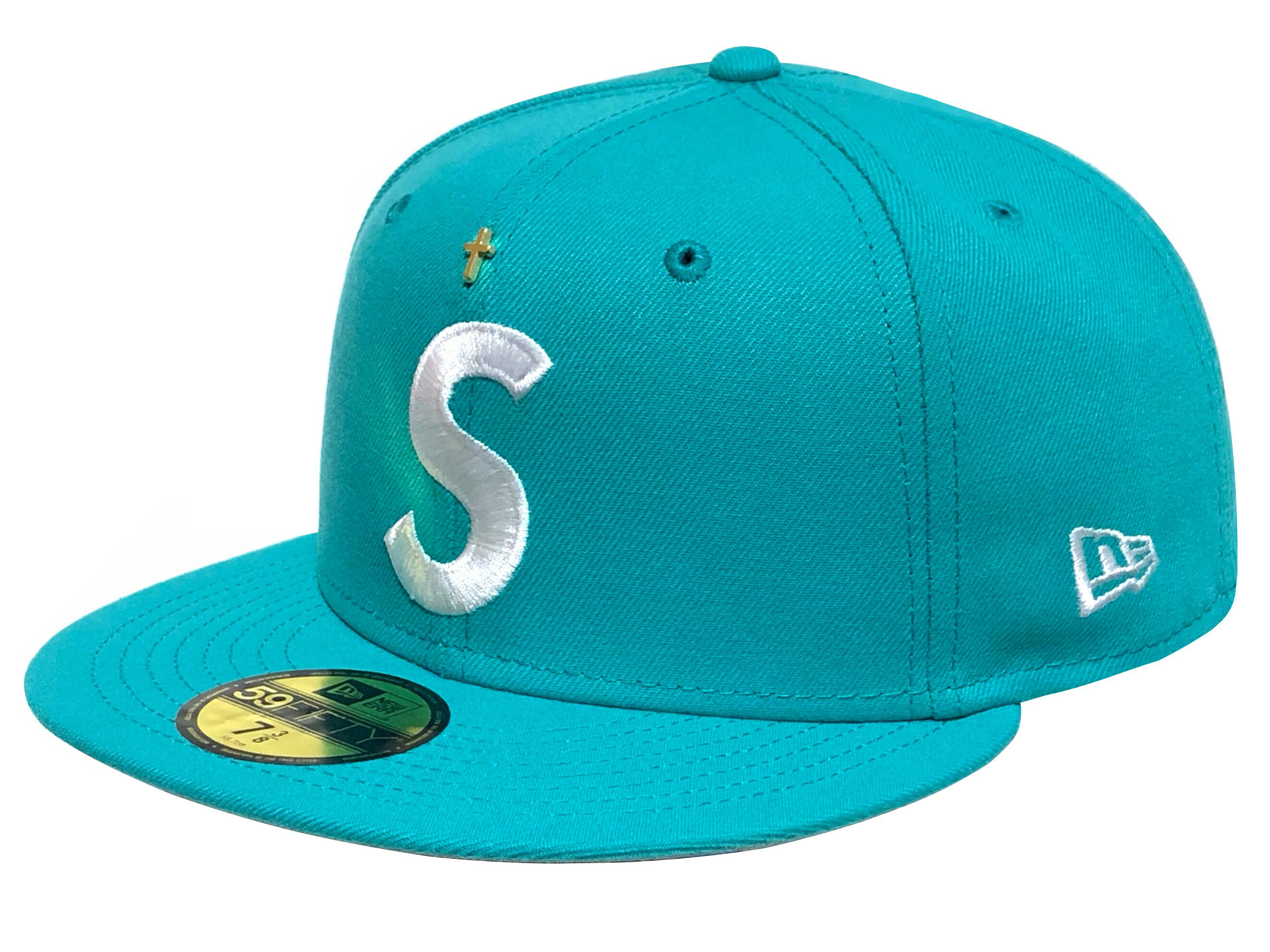 シュプリーム SUPREME シュプリーム ニューエラ コラボ 24SS ティール Gold Cross S Logo New cap ゴールド クロス エス ロゴ ニューエラ キャップ Teal　ブルー